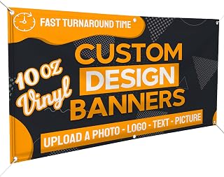 VulgrCo Customizable Vinyl Banner for Events, Ads, Signs, Party, Holiday, Birthday - Customize and Design Your Own Banners - Metal Grommets (Standard)