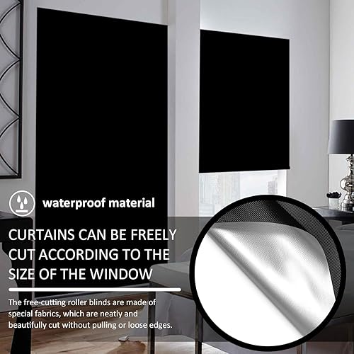 Miniatura 3 de Persianas enrollables 100 % opacas sin cordones para ventanas, sin herramientas, sin taladro, persianas temporales para ventanas, con aislamiento