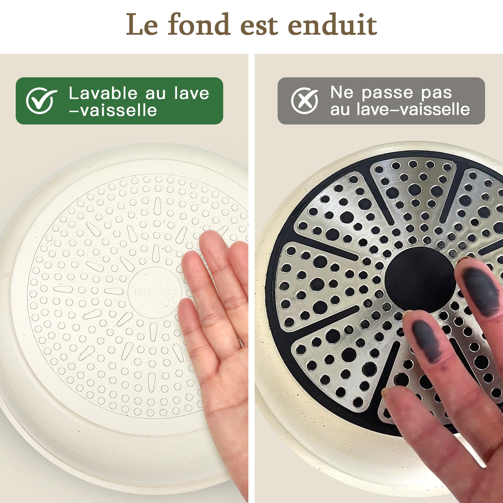 GiPP Batteries de Cuisine avec Poignée Amovible 15PCS, Sets de Poêles et Casseroles avec Revêtement Antiadhésif en Granit, Adapté au Camping, Résistantes au Four, Compatible Tous Feux, Blanc