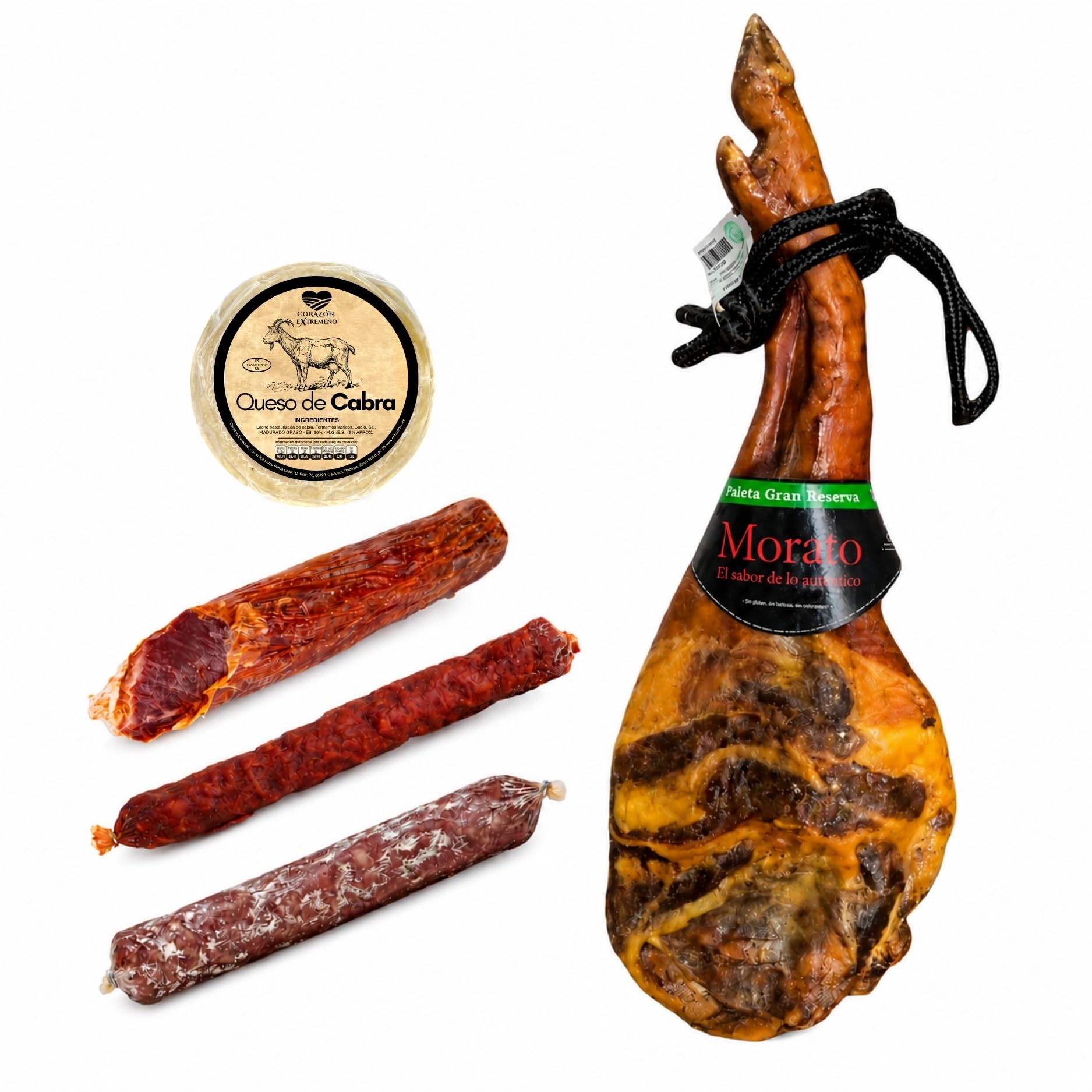 LOTE GOURMET de Paleta Gran Reserva Bodega 4kg + Lomo Curado + Chorizo Ibérico Vela + Salchichón Ibérico Vela + Queso Curado de Oveja | Regalo Gourmet