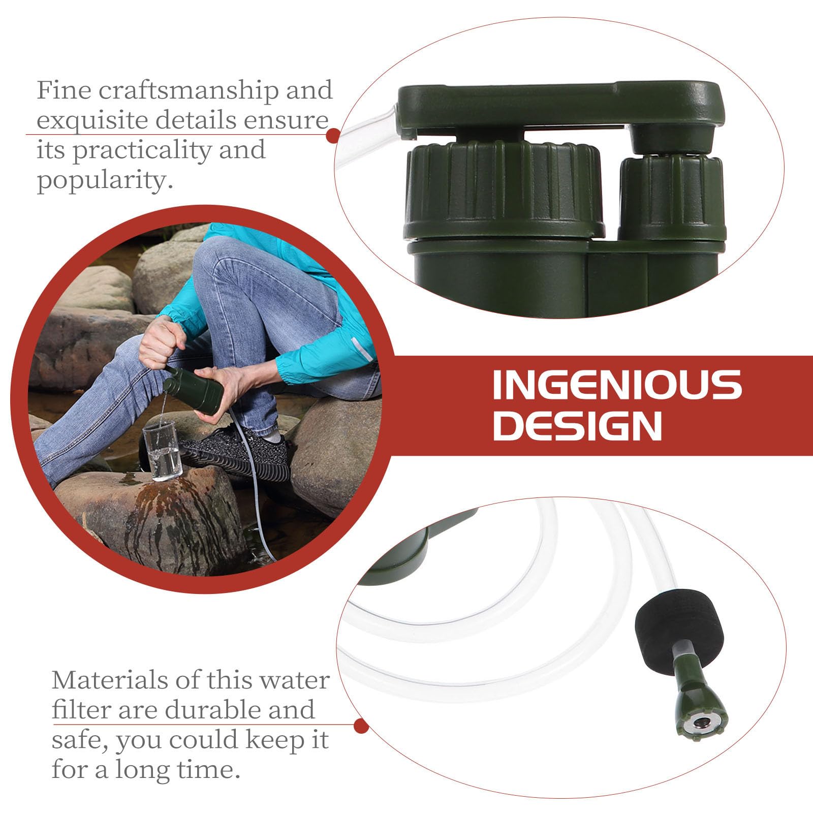 SECFOU Purificador de Agua Portátil Mini Filtro Abs Seguro y Sencillo para Camping y Emergencias al Aire Libre