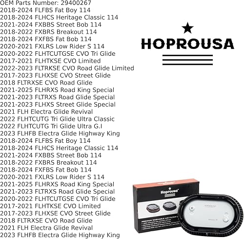 Miniatura 2 de Filtro de Aire de Motocicleta de Alto Flujo de Repuesto 29400267 Compatible con Touring '17-posterior y Softail M8 '18-posterior Motor Equipado con