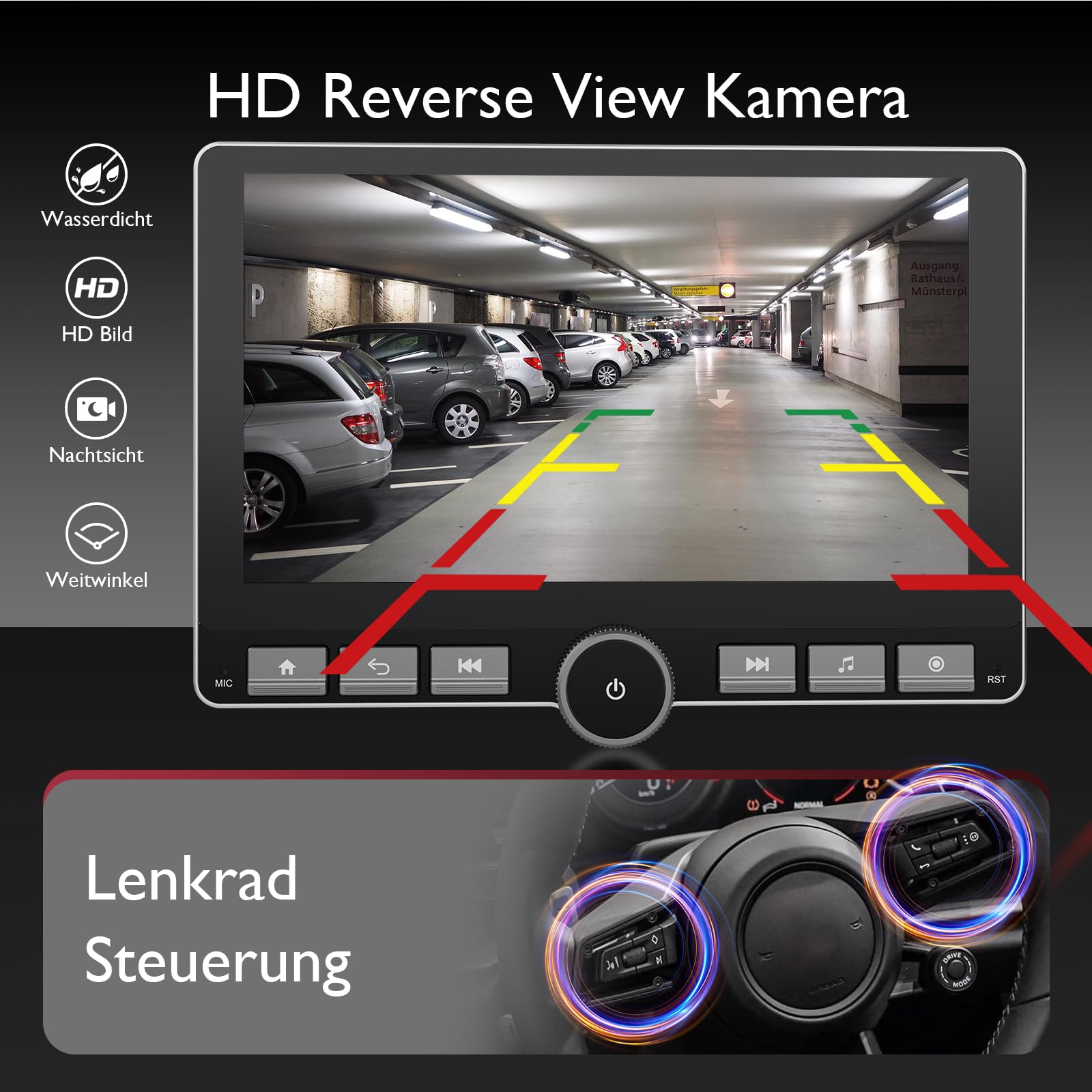 Haudio 360° Drehbares Autoradio, 1 Din DSP Autoradio, 10,1 Zoll IPS Bildschirm mit Carplay & Android Auto, Car Play mit Rückfahrkamera, Mirror Link, Sprachsteuerung AM/FM/RDS Radio mit Taste 2+64G