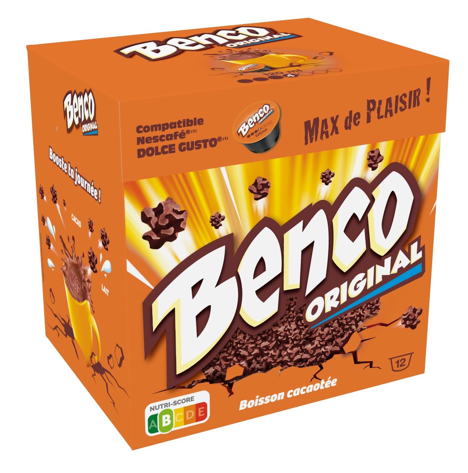 BENCo Original Capsules Chocolatées Compatibles – Boisson Cacaotée Gourmande et Crémeuse – Goût Authentique du Chocolat Benco – 12 Capsules - Lot de 2