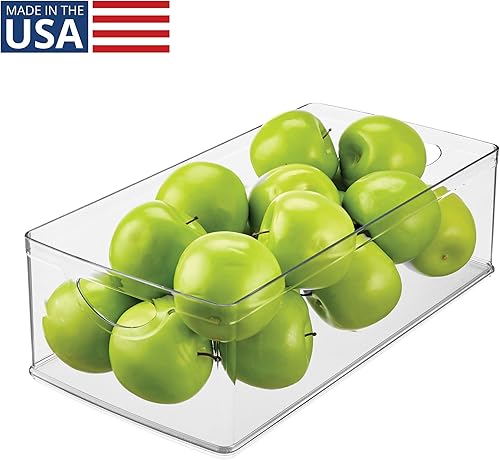 Miniatura 2 de iDesign Cubo de almacenamiento apilable de plástico transparente extra largo, organizador para armario de cocina o despensa