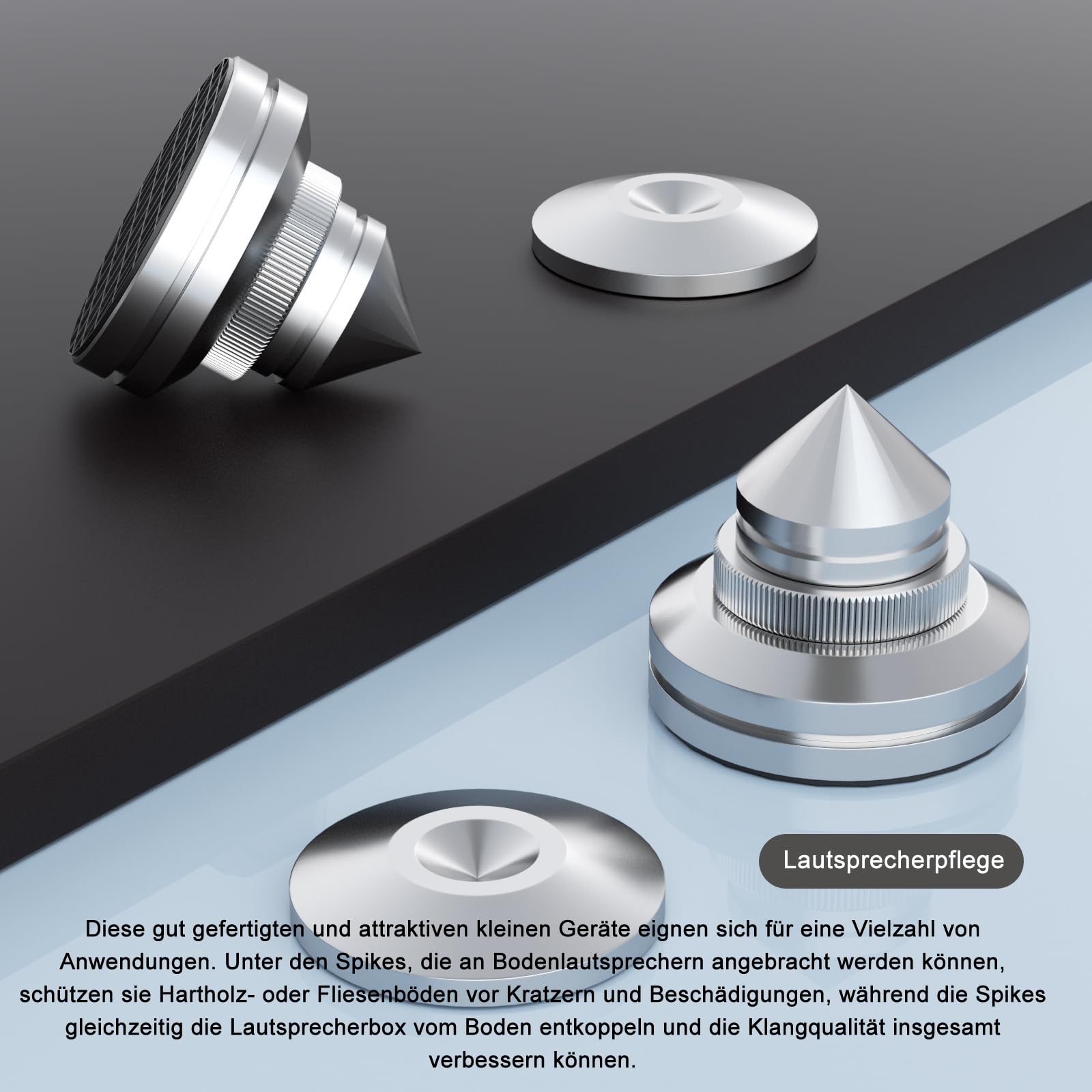 Monosaudio Lot de 4 pics de haut-parleur haut de gamme, pieds d'isolation HiFi, amortisseurs pour platine, caisson de basses, DAC, lecteur CD et amplificateur