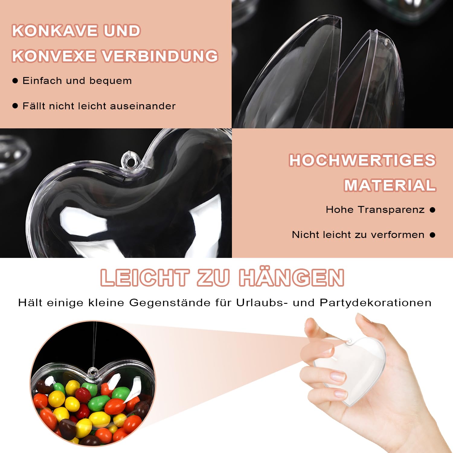 QUARKZMAN 10 transparante hartvormige ballen, vulbaar, 5 QUARKZMAN 10 transparante hartvormige ballen, vulbaar, 5