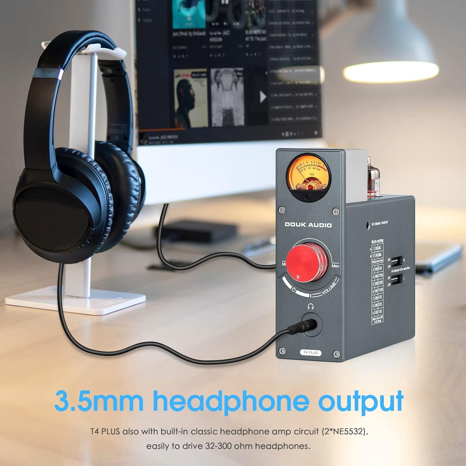 Douk Audio Röhren-Phono-Vorverstärker: HiFi MM/MC Plattenspieler-Vorverstärker | Kopfhörerverstärker mit AUX-Eingang | VU-Meter für Plattenspieler, Vinyl-Systeme und Audiophile (T4 Plus)