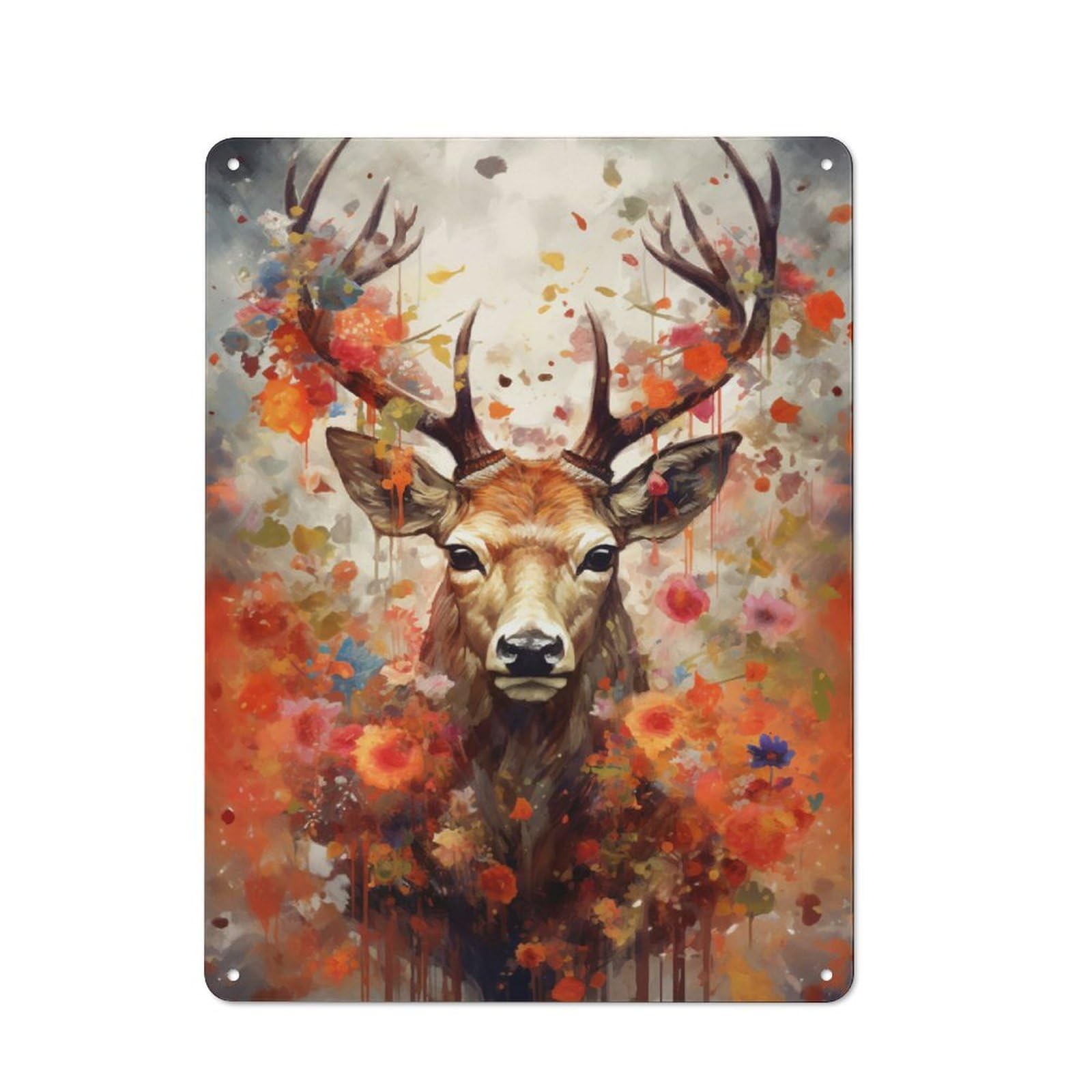 Junmoney Style-14 For Lounge Or Reading Corner, Antlered Retro Tin Sign 40X30cm, Gift For Reading Corner Decorators During The Christmas Season