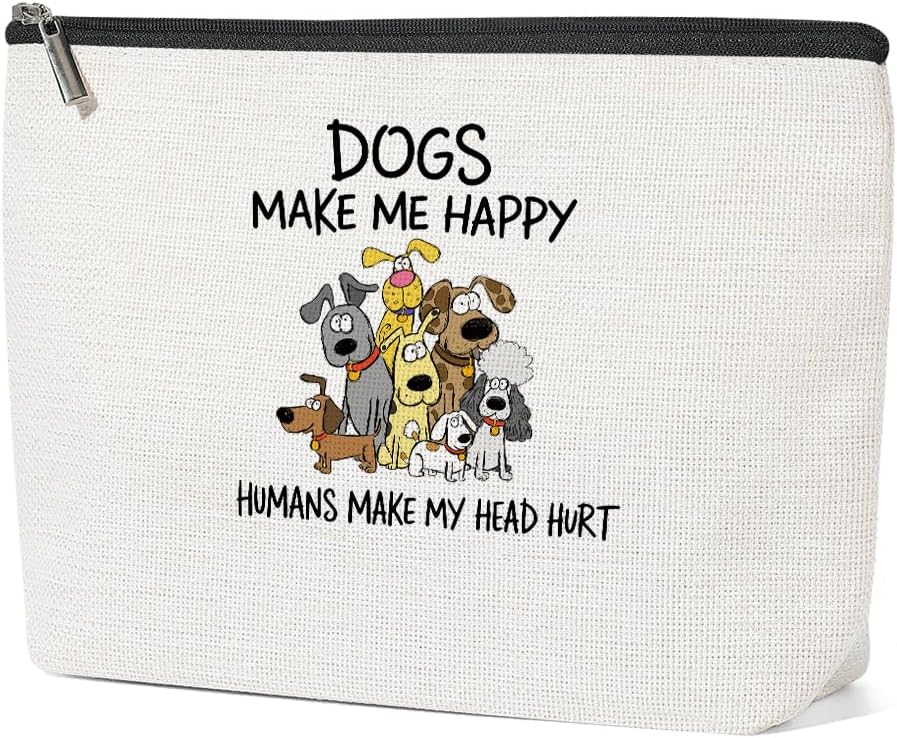 Funny Dog Makeup Bag for Women, Portable Cosmetic Bag Travel Organizer Toiletry Accessories, Dog Lover Gifts for Women Friends Girls,Birthday Christmas Gift