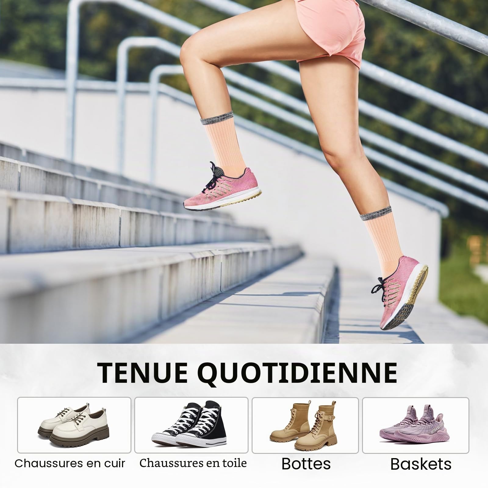 Chaussettes Femme 39-42 35-38, Chaussettes Femme Sport Respirantes Rembourrage Chaudes Coton Randonnée，Extérieur Anti-ampoules Épaisses Bottes Chaussettes de Courir Femme Multicolore 6 Paires