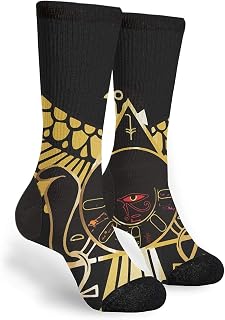 351 Women Men Sports Socks Egyptian Ibis Ankh Horus Eye Workout Socks Comfortable Mid Calf Socks Wicking Cushion Warmer Socks For Climbing Running Camping