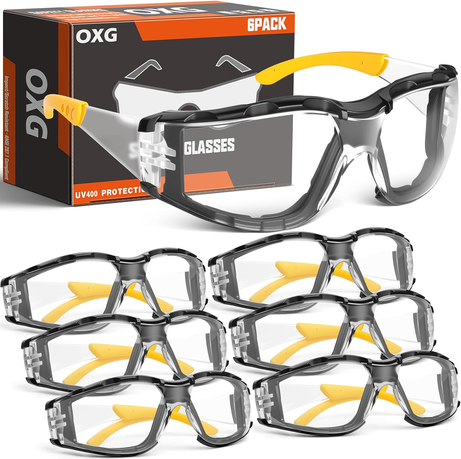 OXG Anti Fog Safety Glasses with Foam Gasket, ANSI Z87.1 Protective Eyewear