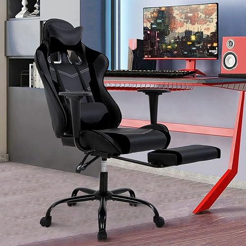 Silla de juegos de PC, silla de computadora, sillas de juegos de oficina para adultos, silla de juegos de corredor, silla reclinable de piel