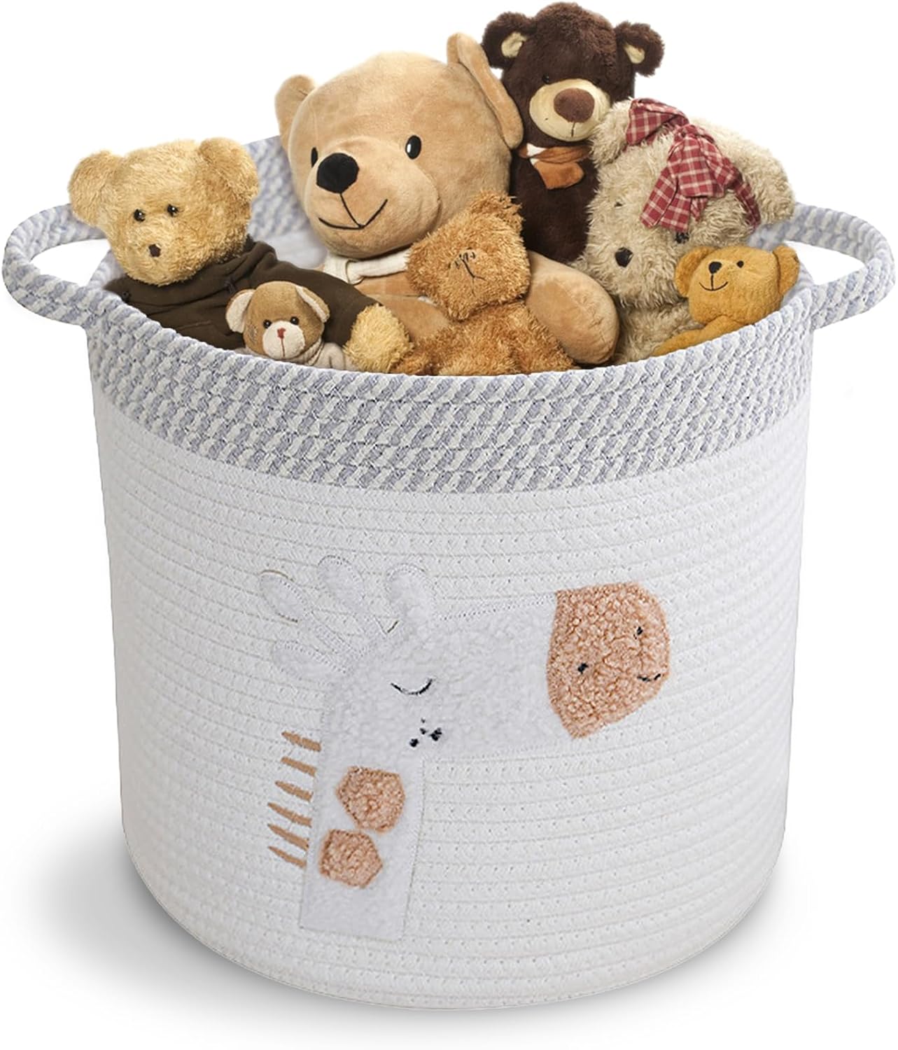 YOUDENOVA Opbergmand, 3 stuks, katoenen touw, mand, gevlochten voor plank en kast, organizer manden met handvat in badkamer, kinderkamer, slaapkamer, grijs