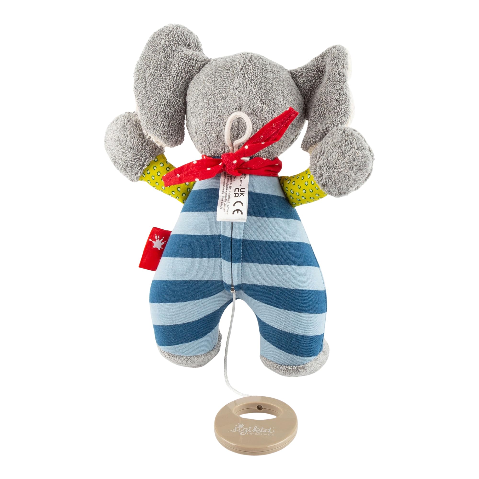 SIGIKID Carillon con melodia a scelta personalizzabile, regalo per nascita o battesimo per bambini dalla nascita, blu/elefante, taglia unica