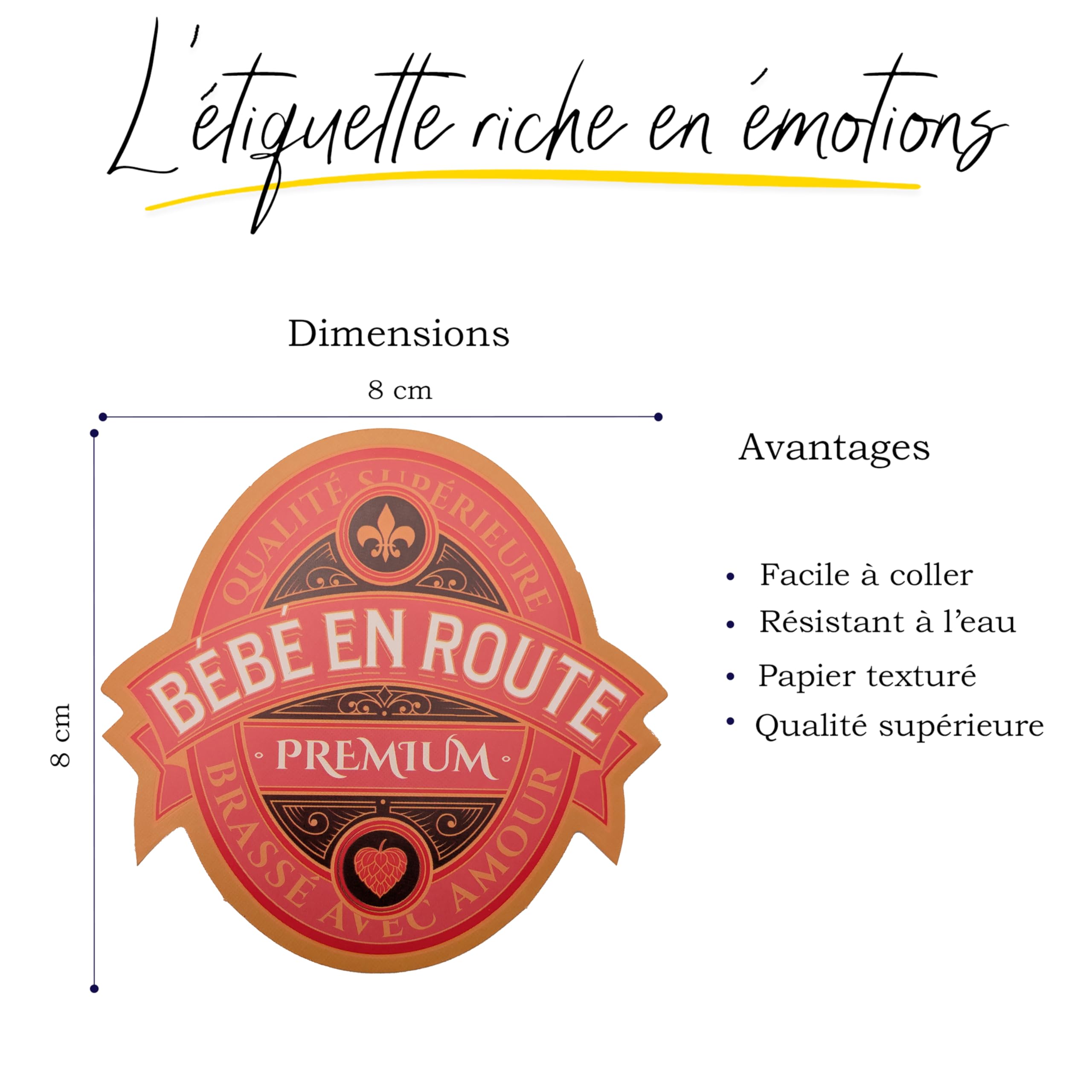 FunFest - Lot x6 Étiquettes Bière Annonce Grossesse - Bébé en Route - (Texte Français) - 3