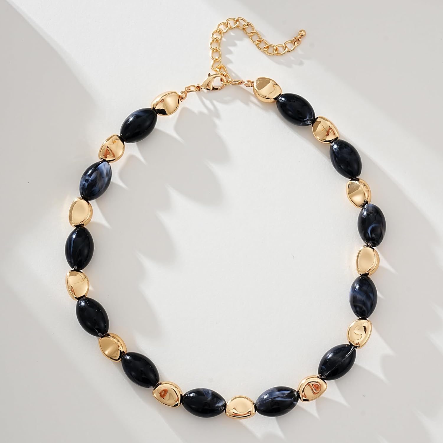 Acrylic Chunky Beaded Choker Necklace for Women Black and Gold Statement Beaded Necklace Jewelry - Image 6