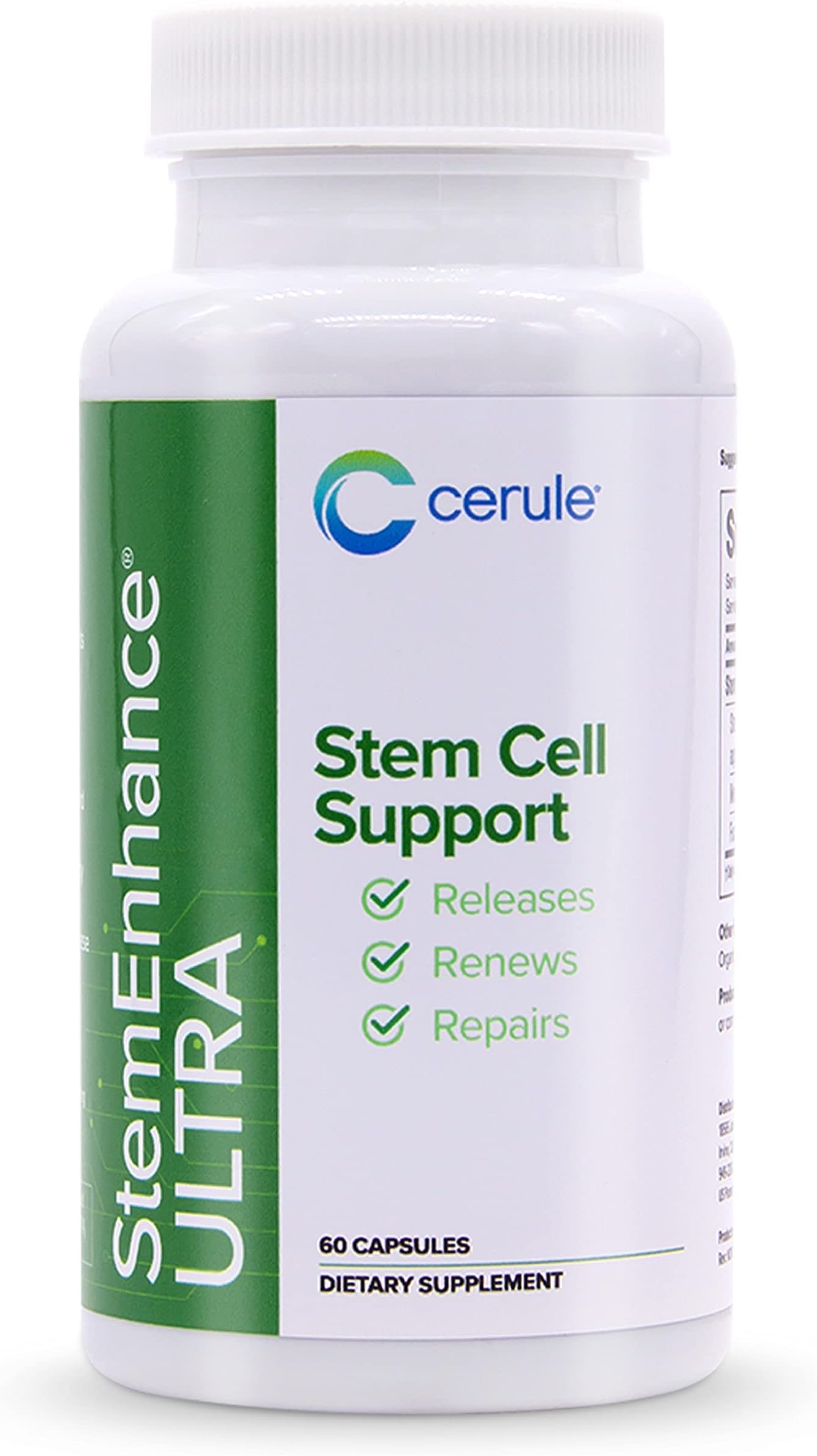 Cerule StemEnhance Ultra Natural Stem Cell Support Supplement โ Freshwater Microalgae and Marine Macroalgae Extracts for Cellular Renewal, Immune Function, Energy, and Tissue Recovery โ 60 Capsules