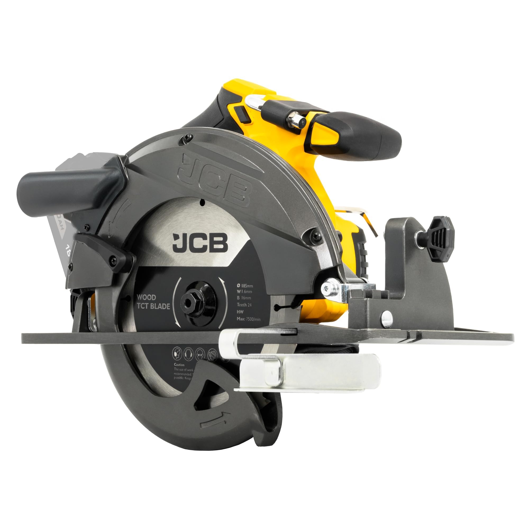 JCB Pro 18V Cordless Circular Saw 185mm – 60mm Cut Depth, Aluminium Base, Includes 24T Wood Blade & 40T Multi‑Purpose Blade (Bare Tool)