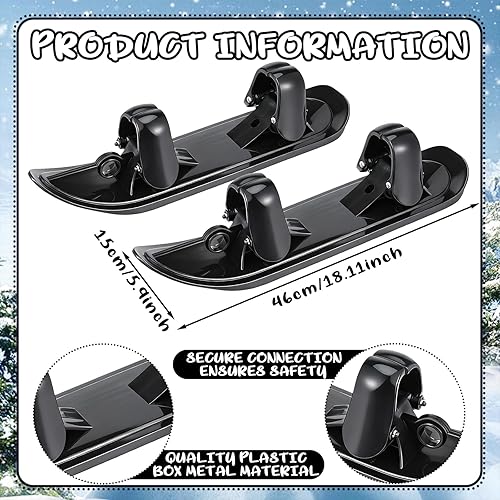 Miniatura 2 de 4 piezas de cochecito de nieve esquís de invierno trineo accesorio de esquí trineo de invierno esquís para campos de nieve, cochecito de bebé,