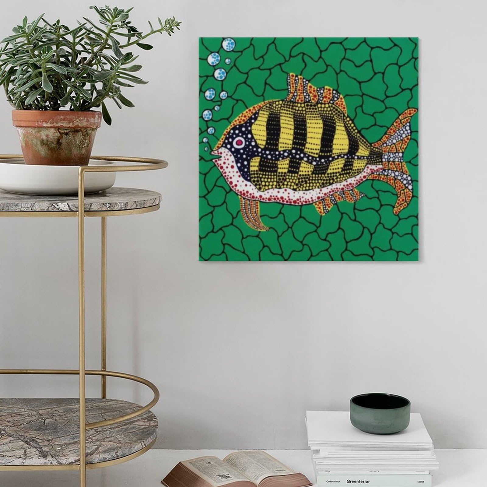 Amazon.co.jp: 草間彌生 くさま やよい 抽象 絵画 アートポスター 魚 2