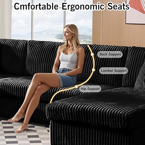 Miniatura 4 de Sofá Seccional Modular en Forma de U "123", Dos Chaise en Forma de L con 2 Sofás Seccionales Cloud Couch con Dos Almohadas, Sofás para Sala de Estar