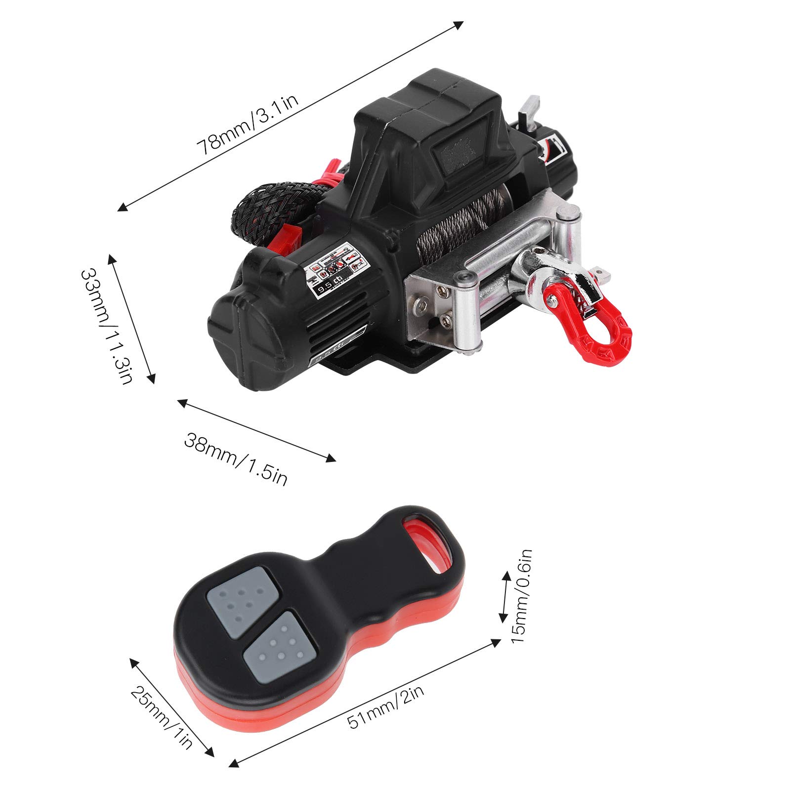 Treuil Métallique Pour Voiture Radiocommandée + Télécommande Sans Fil Pour Camion Crawler Radiocommande 110 Scx10 90046 Trx4 Trx6 Noir~p183603095