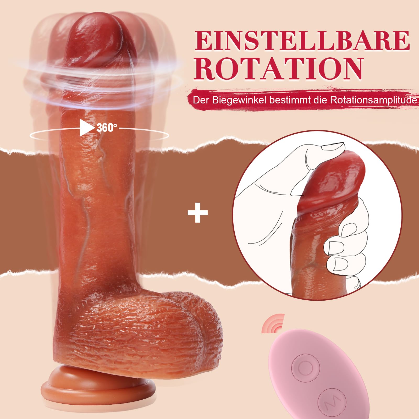 HIVEFUN Gode XXL Réaliste Large Sex Toýs Femme, Vibromasseurs Dildo Gode va et Vient électrique avec Fonction Chauffante avec Fonction Choc Gland Rotatif à 360°, Sextoy Godes Femme Vibrant Point G