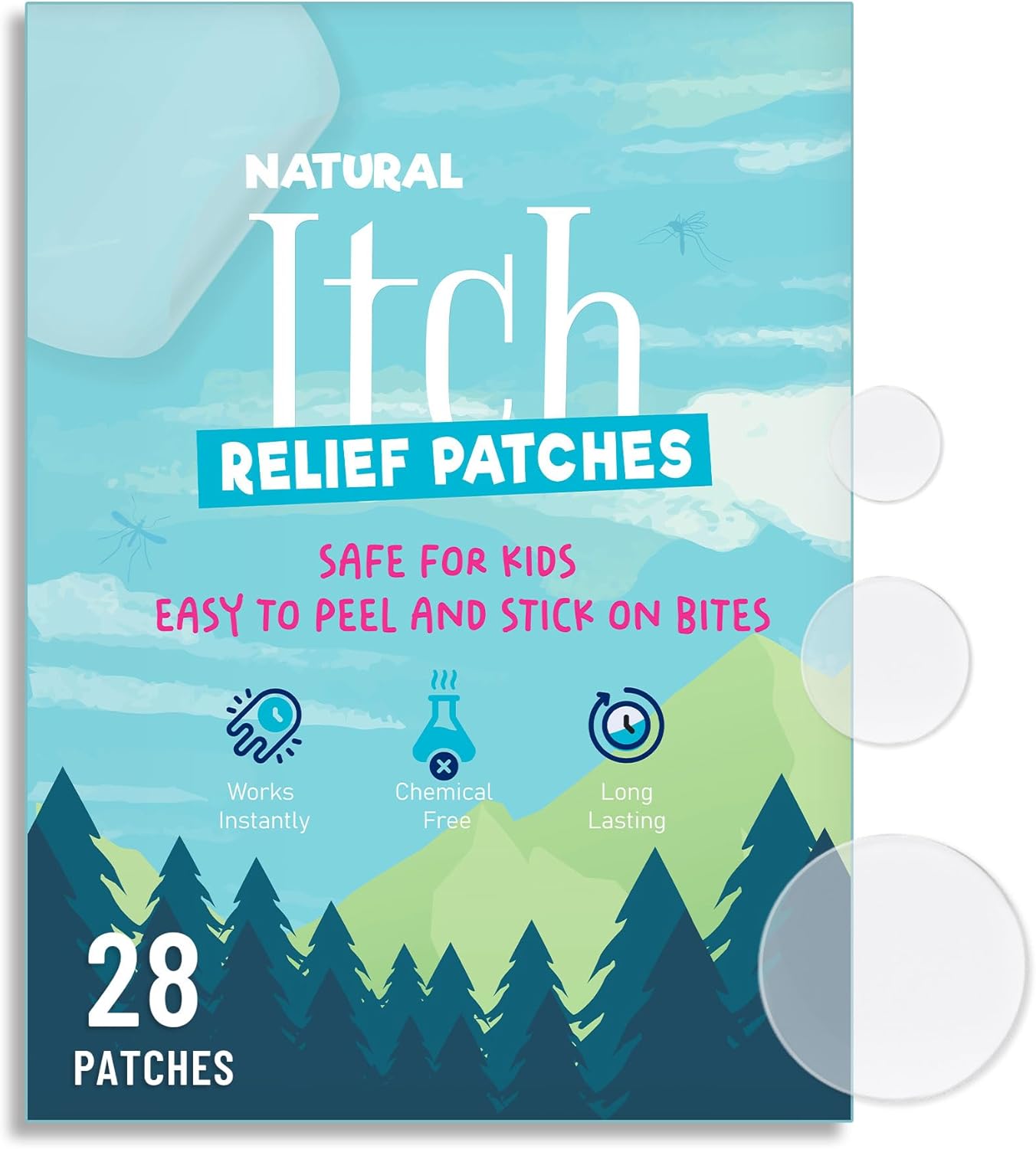 Itch Relief Patch for Kids, 28pcs Anti Itch Stickers, Fast Bite Itch Relief, Reduces Swell, Summer Travel Essentials, Bite Suction Tool Alternative for Outdoor, Camp, Hiking Clear 28 Patches