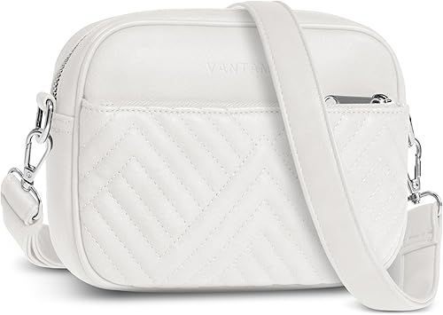 Vantamo Premium Quilted Crossbody Bags for Women with Anti-Pickpocket Clip, Vegan Leather Handbags, Travel Purses for Women