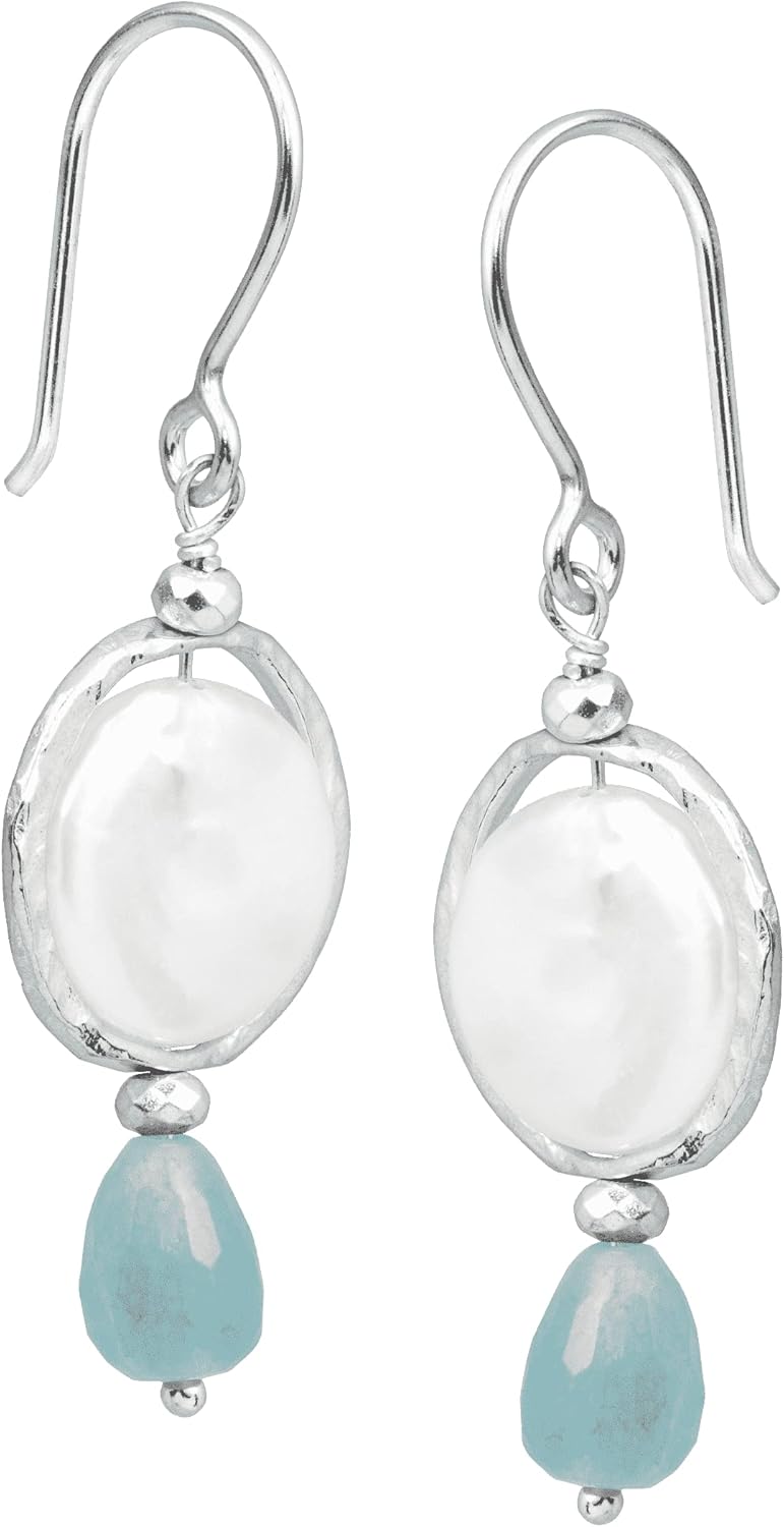 Silpada 'Josephine' Freshwater Cultured Pearl, Blue Quartz and Hematite Drop Earrings in Sterling Silver