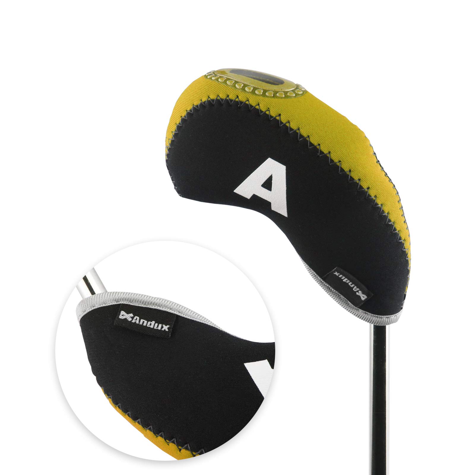 Andux Anzahl Golf Schlägerkopfhüllen Golf Eisen deckt Eisenhauben Packung Mit 10 Schwarz/Gelb