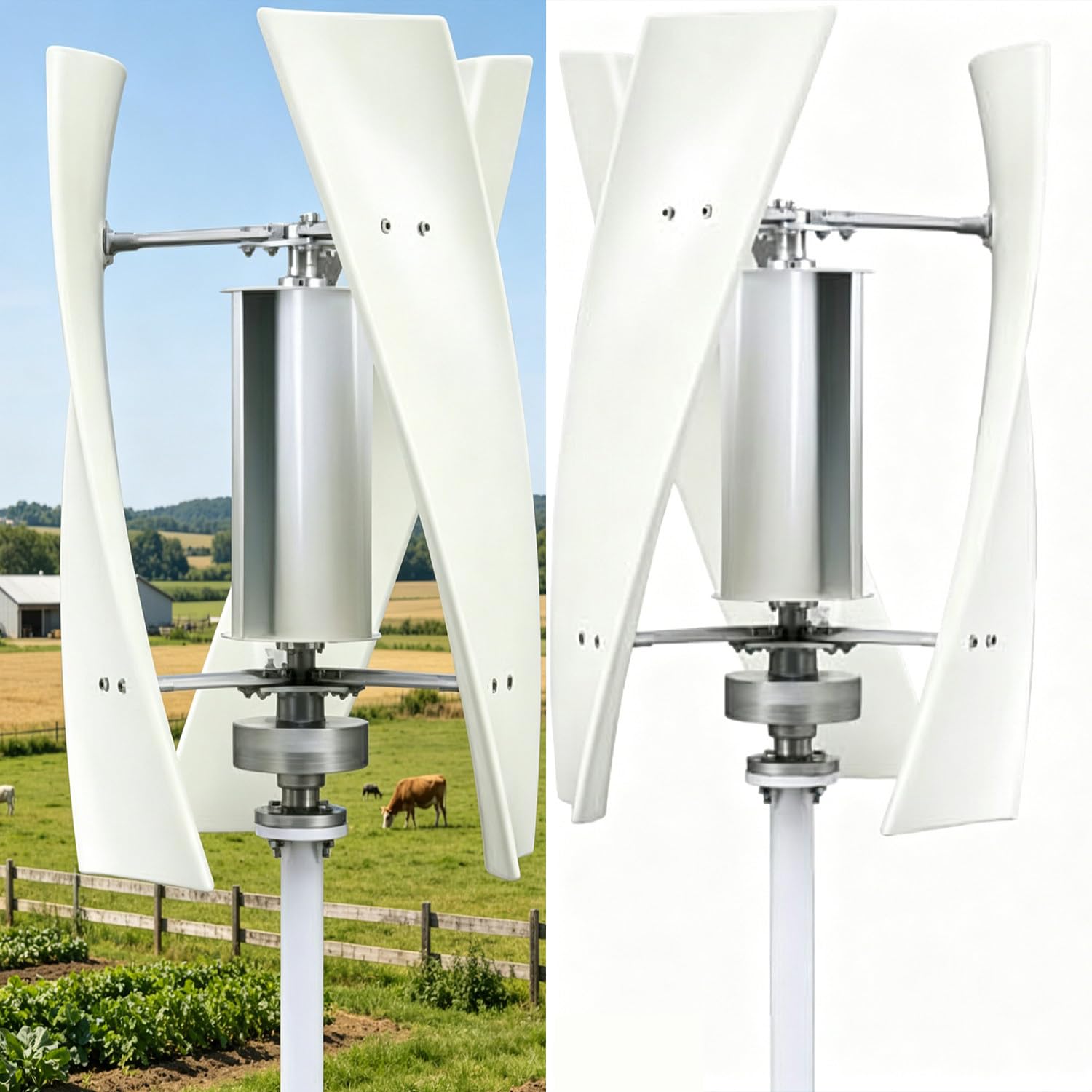 5000W Kit Generador Viento Vertical Turbina Eólica, Equipo Productor Electricidad Kit Energía Para El Hogar, Generador Energía De Eje Vertical De Ca Trifásico De 12 V, 24 V, 48 V 5000W-12V