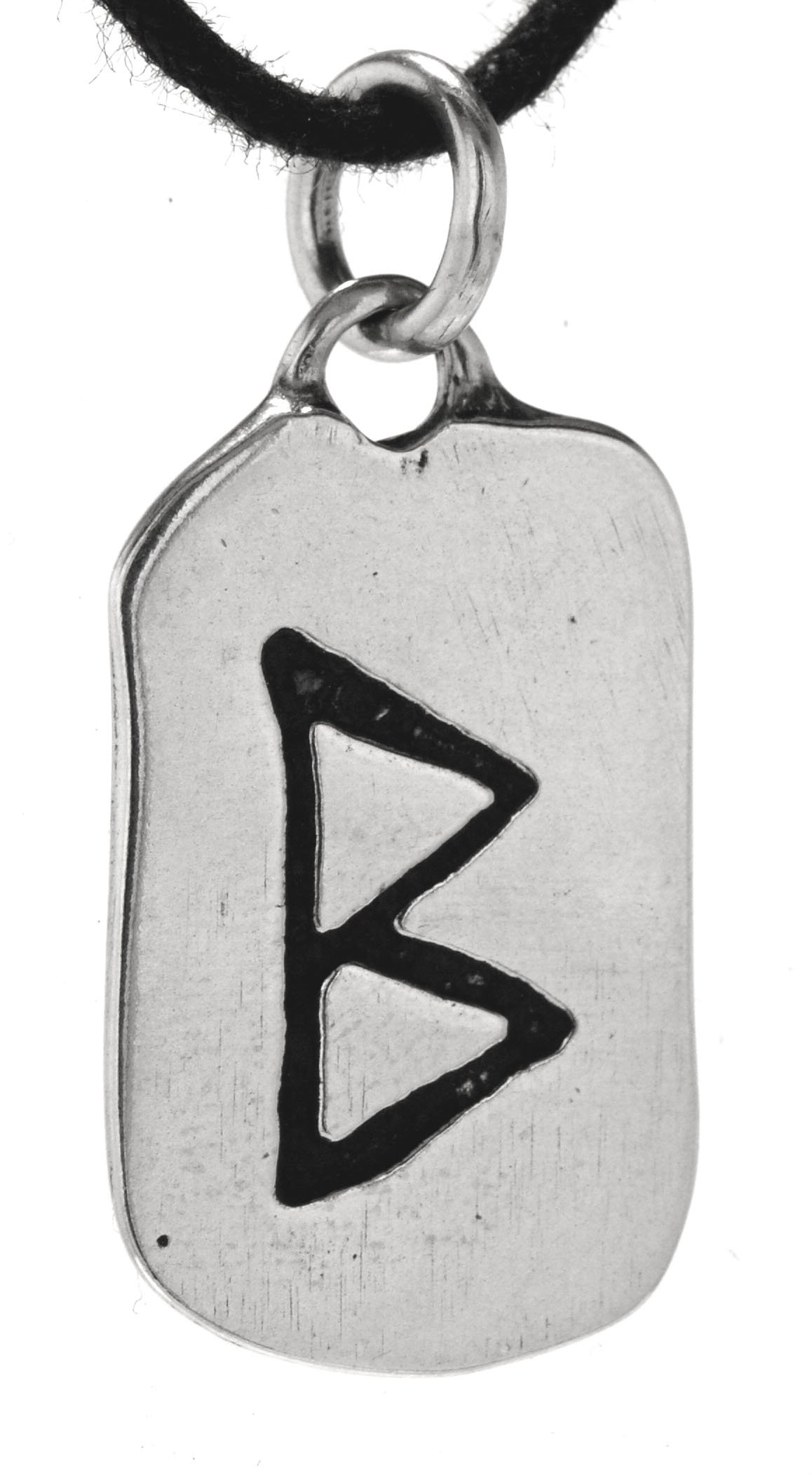 Kiss of Leather Runen Anhänger Berkana aus 925 Sterling Silber mit Baumwollband SI. 296