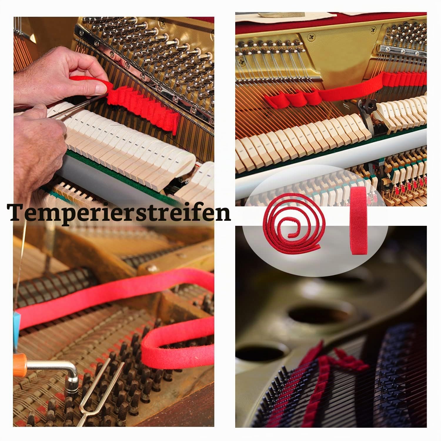 Piano Tuning Kit Klavier Stimmschlüssel Hammer Werkzeuge Zubehör Set Gummi Dämpfer Filz Temperamentstreifen für Anfänger und Profis