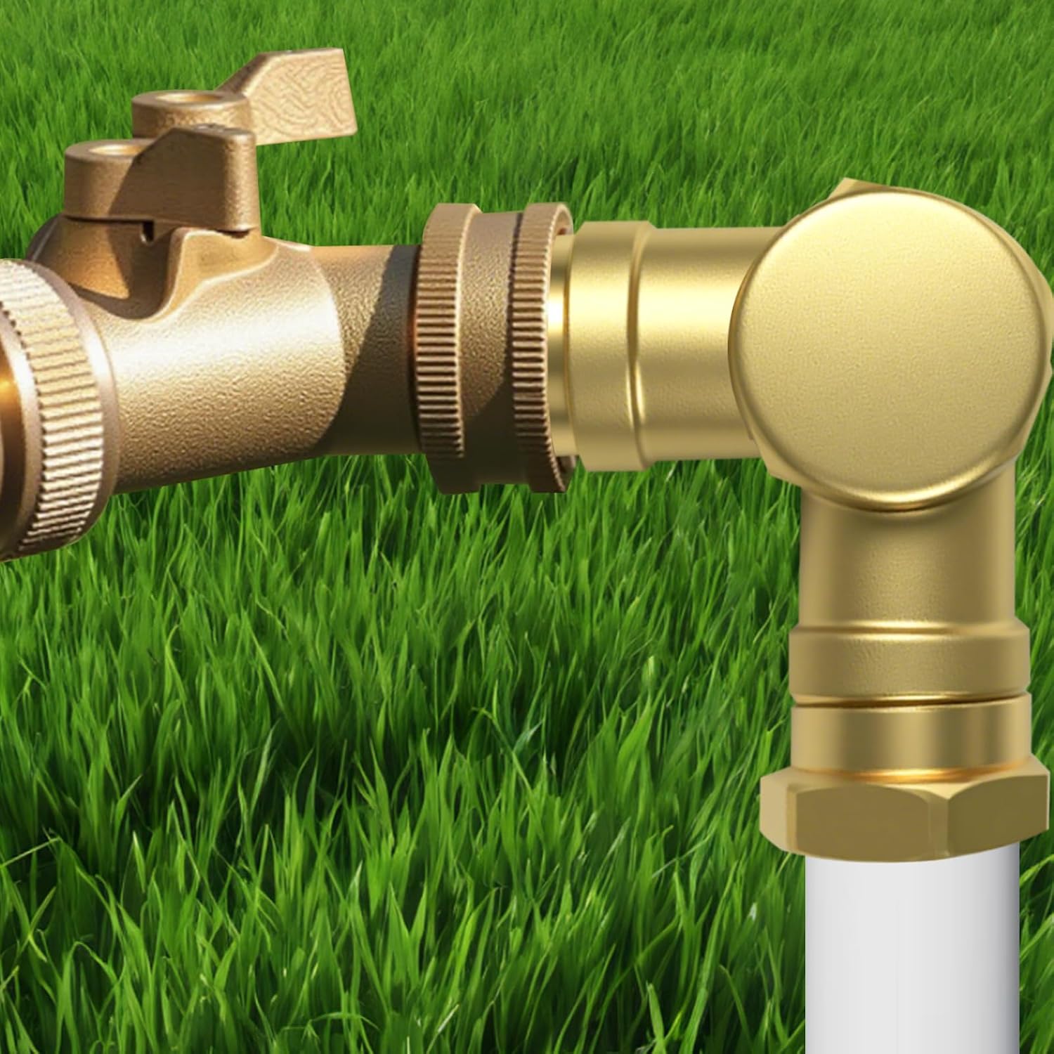 Adjustable 180° & 360° Swivel Hose Connector, Lead-Free Brass RV Water Hose Connector, Standard 3/4" Faucet Garden Hose Elbow Connector for RV/Campers Outdoor