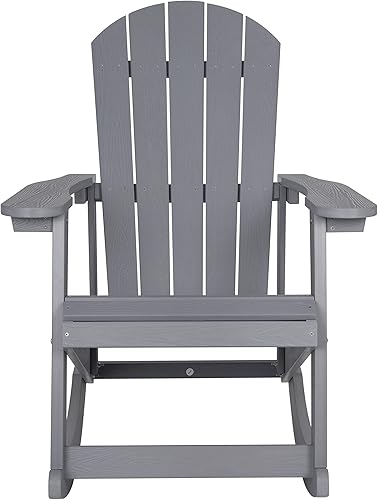 Miniatura 14 de Flash Furniture Savannah - Mecedora Adirondack de madera de poliresina, poliestireno gris para todo tipo de clima, herrajes de acero inoxidable