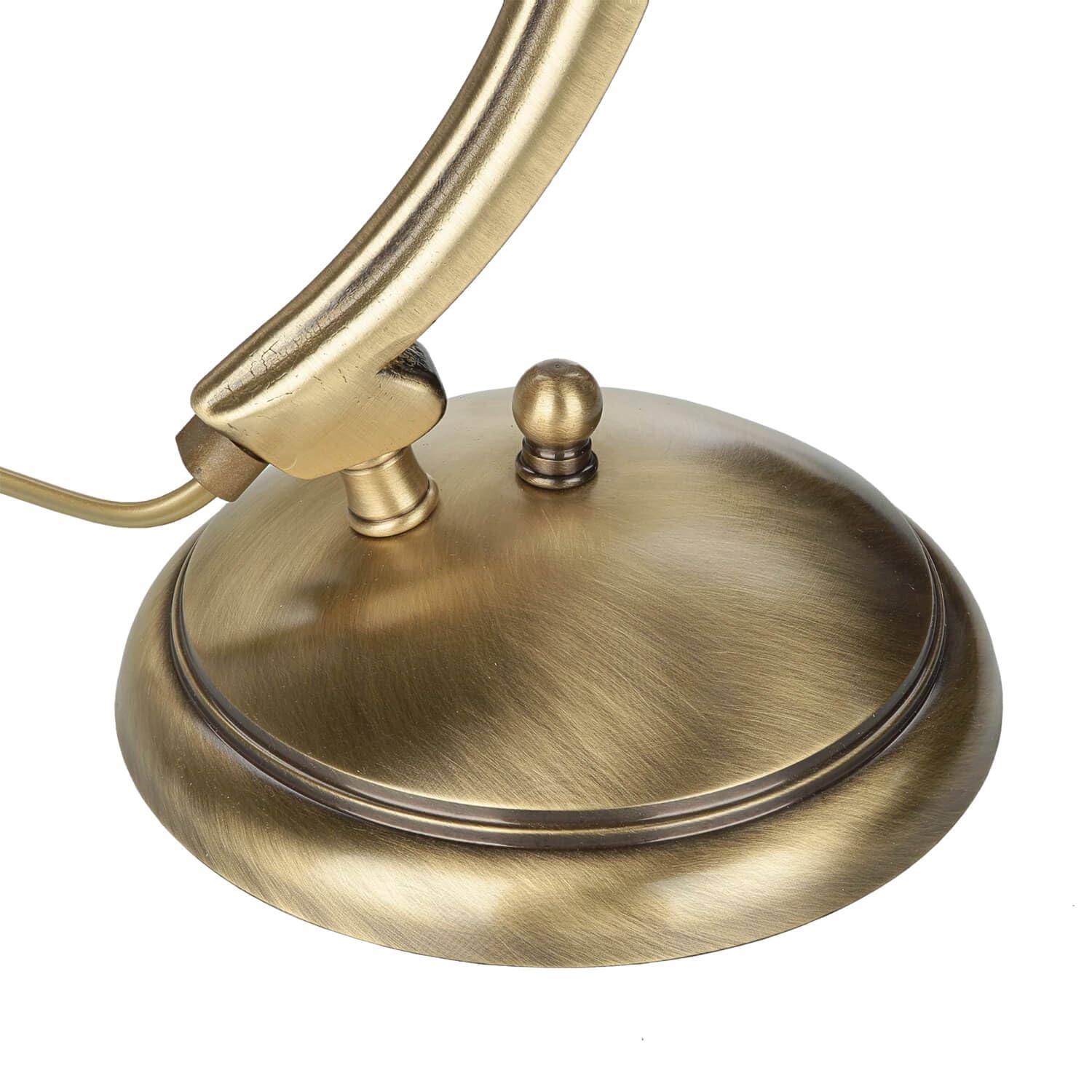 Lampada da banchiere premium vero ottone vetro in bronzo bianco lucido studio ufficio 35 cm E27 interruttore a tirante Lampada da tavolo Art Nouveau