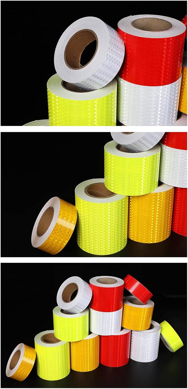Caution Tape, Reflective Tape, High Visibility Safety Tape, Waterproof Reflector Warning Tape, for Trailer Trucks Cars,Red,10cm(Yellow,20cm)