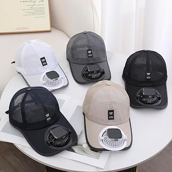 Mesh Baseball Cap Summer UV Protection Sun Hat with Solar Fan or USB Charging for Men Women Outdoor