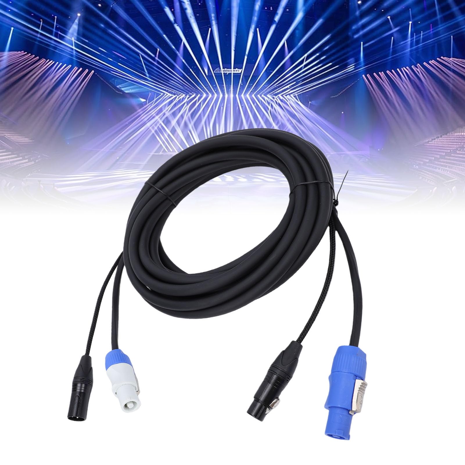 Alomejor Kabel Combo Sygnału Zasilania Prądem Przemiennym XLR Profesjonalny 23AWG Niezawodny Podczas wydarzeń Związanych z Oświetleniem Scenicznym 1 Jednostka (7.6M)