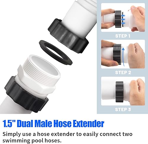 Miniatura 3 de Conector de manguera de piscina de 1.5 pulgadas para Intex - Acoplador adaptador de manguera dividida de piscina de 1 12 pulgadas con 2 juntas para