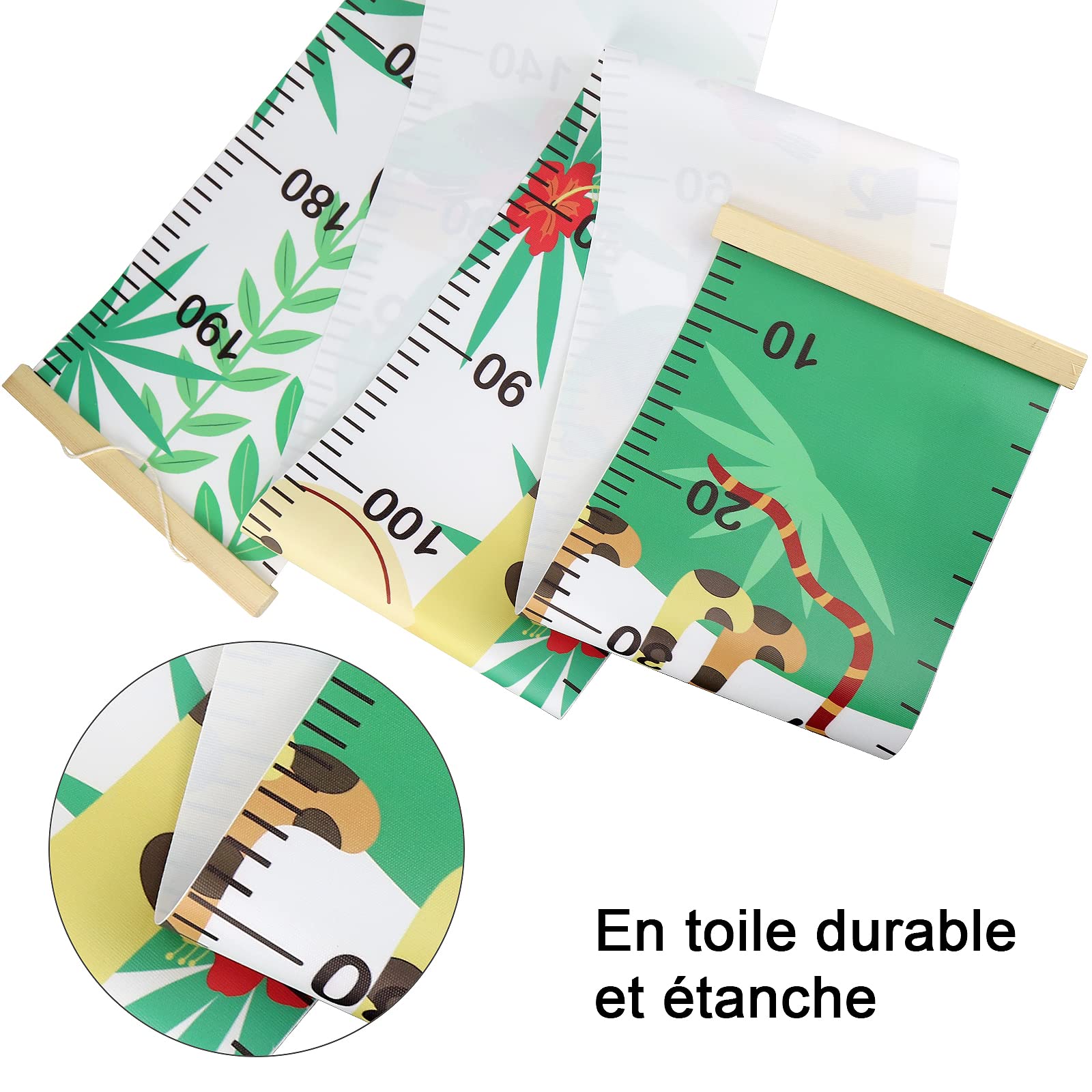 Toise Bébé Murale à Suspendre Règle pour Enfants,Dinosaure Règle Hauteur à Suspendre pour Mesure Croissance,Bébé Enfants Regle Taille Garçon Fille Décoration Chambre 200cm x 20cm.