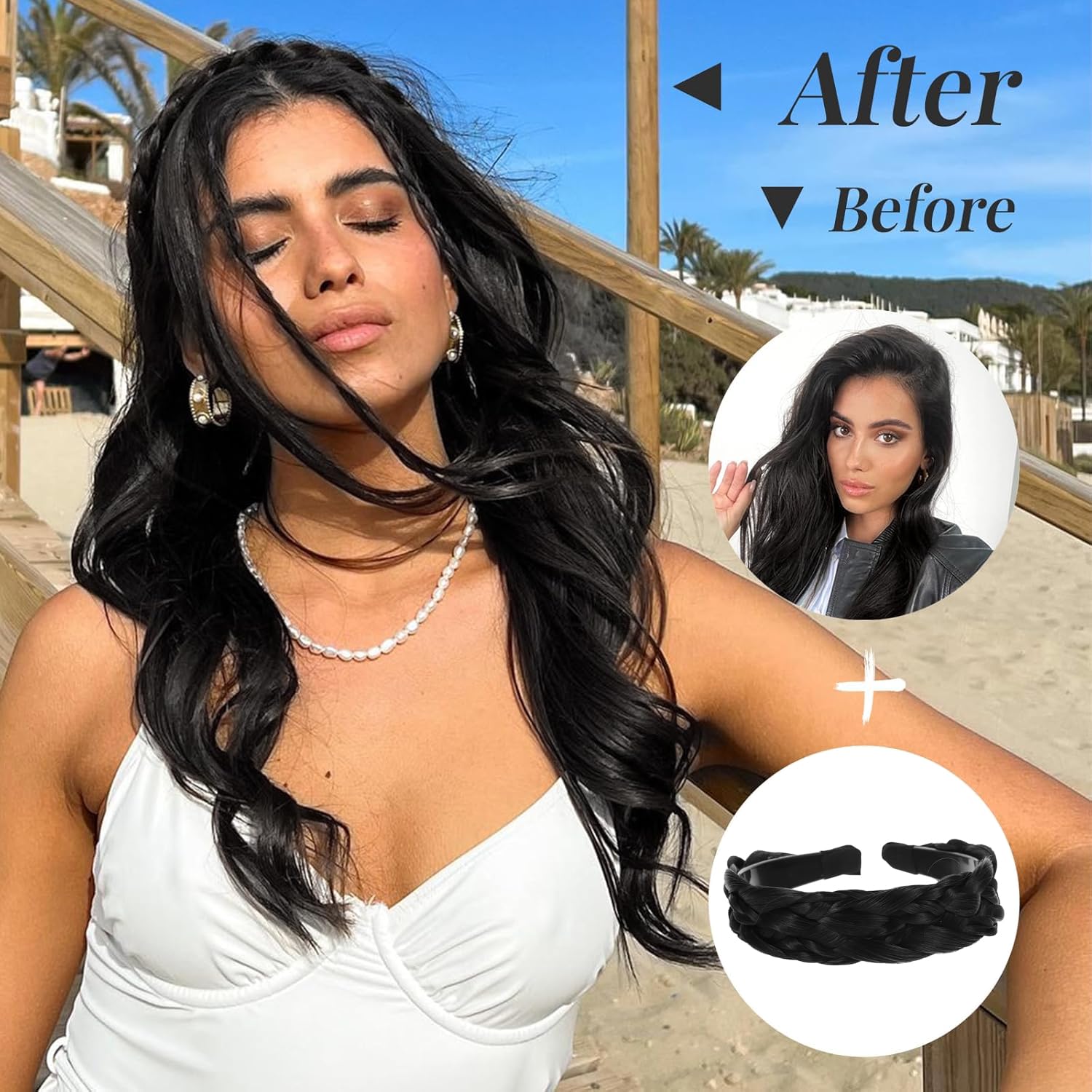 Curated Cart 1 Pcs 4-Strand Plaited Synthetic Hair Braided Headband for Women | Adjustable Non-Slip Elastic Hair Band with Teeth | Fashionable Hair Accessory Weddings, Parties - (Black) 2 71B XuWJDmL. SL1500