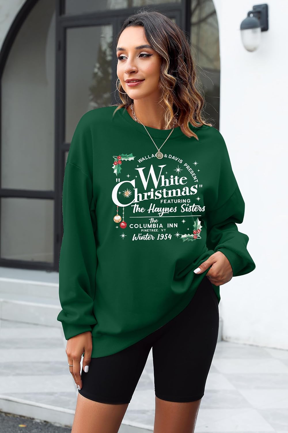 MAXIMGR White Christmas Sweatshirt for Women Christmas Sweatshirts Xmas Holiday Sweatshirt Funny Letter Print Pullover Tops - Image 3