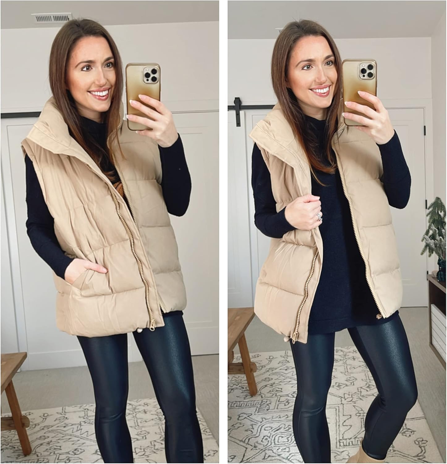 Athlisan Womens Zip Up Puffer Vest Stand Collar Sleeveless Padded Jacket Coat - Image 6