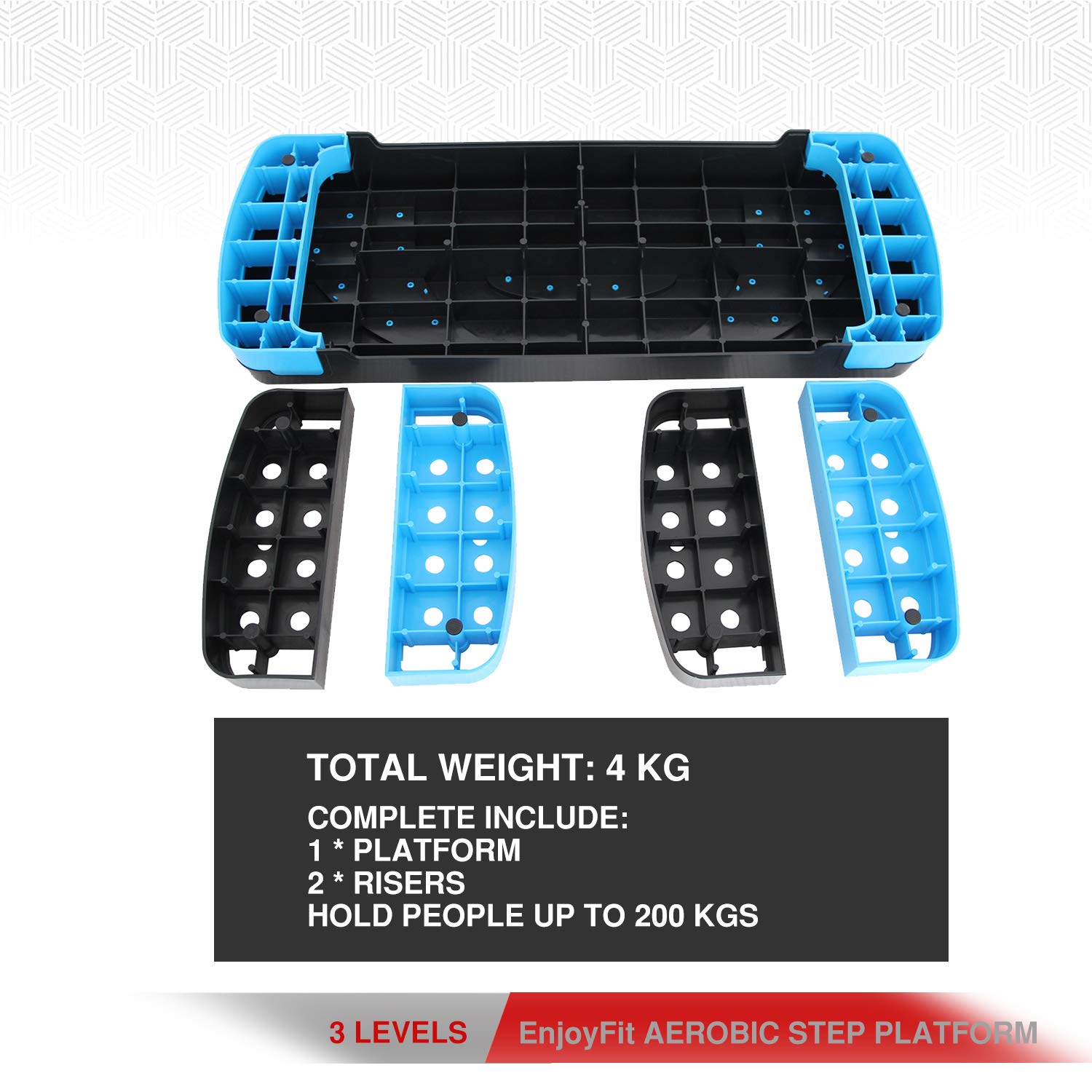 Aerobic Steppbrett XL Premium Extra Groß Inkl. 3-Fach Höhenverstellbarer Stepper, 78 x 30 x 10/15/20 cm Stepbench in 3 Farbig
