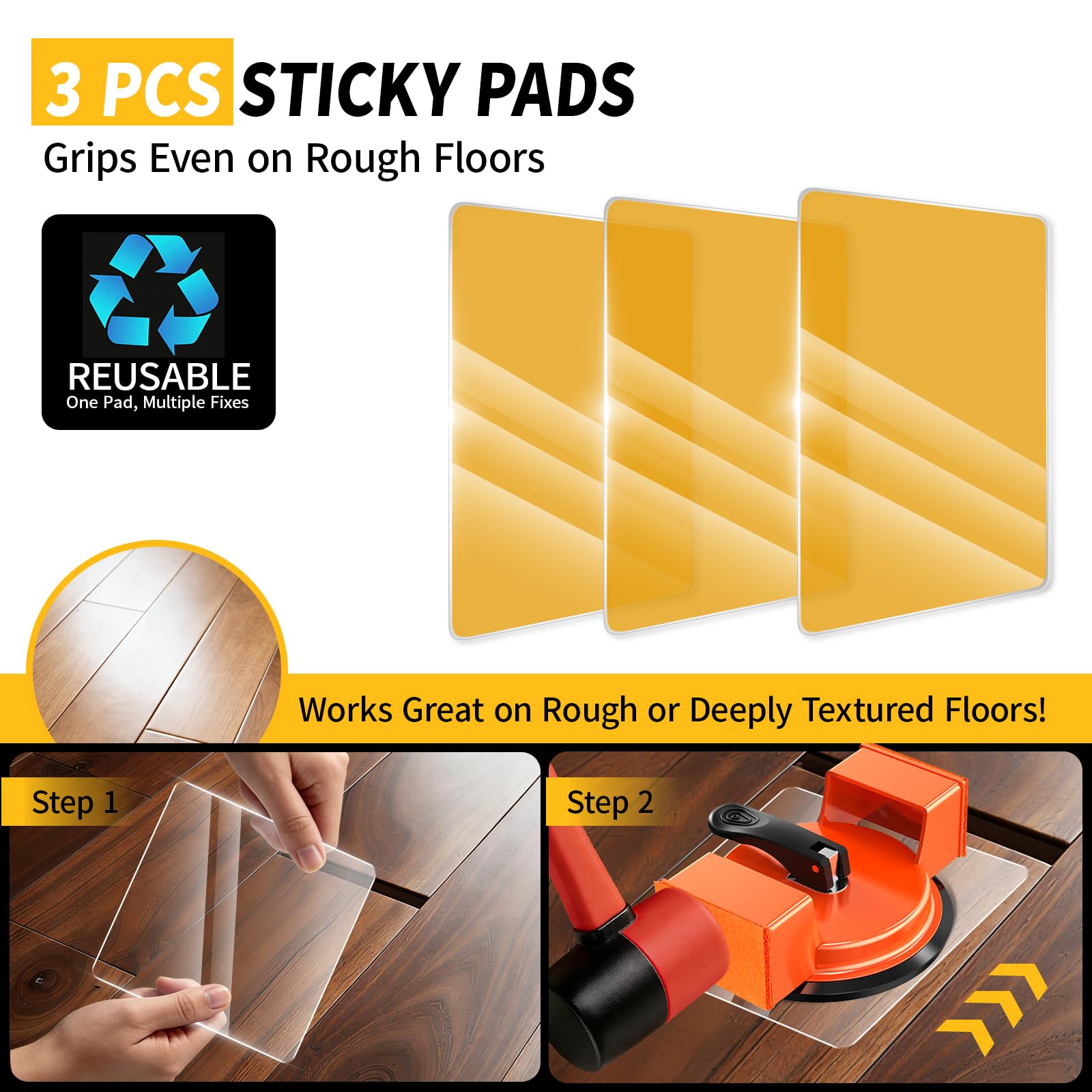 Upgrade Floor Gap Fixer Tool, 2026 Heavy Duty Adjustable Laminate Floor Suction Cup Tool, Over 184 Pounds Load Capacity, Enhanced Flooring Gap Repair Tool for Vinyl And Wood Floors Repair, Model 6D - 4