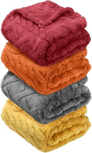 VitalCozy 4 unidades de manta de forro polar para bebé, 30 x 40 pulgadas, 3D, esponjosa, para niños, cama de bebé, manta de recepción para bebés o